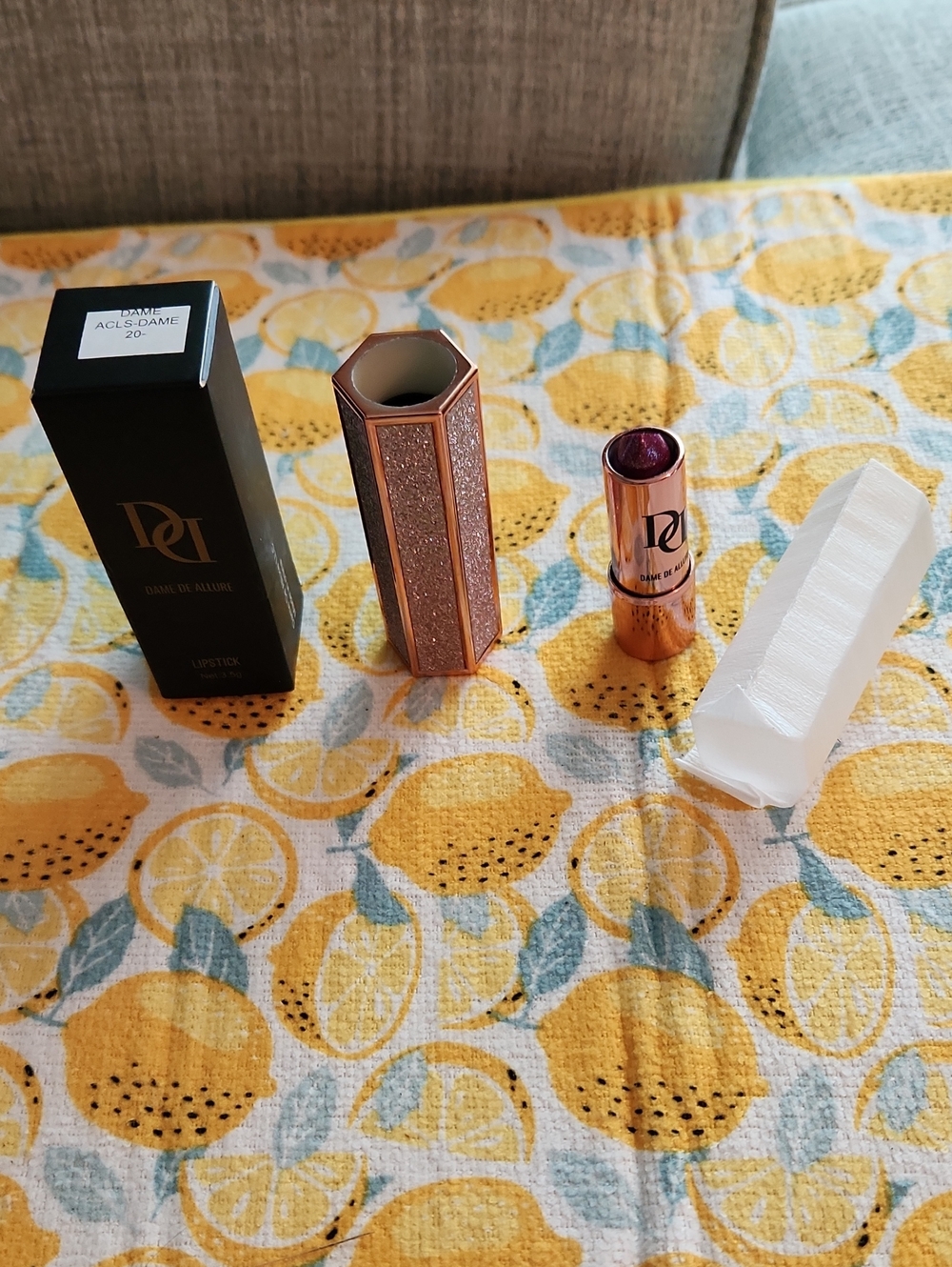 Rose Gold Glitter Lipstick CASE- PURPLE WITH SHIMMER